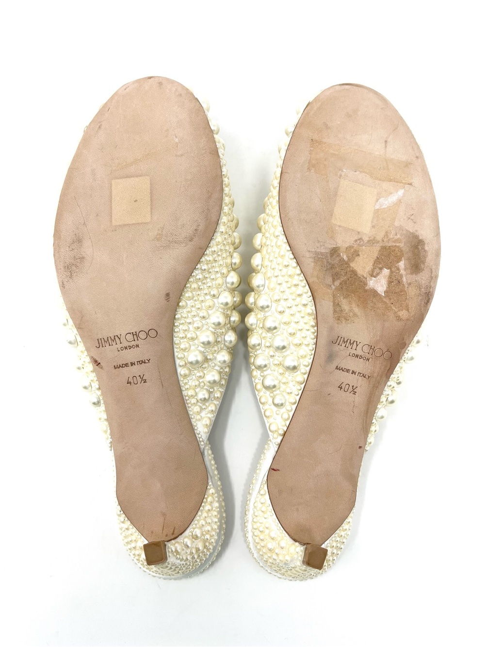 Jimmy Choo Samantha 35 White Satin Pearl Mules Kitten Heels Wedding Bridal 40.5 - Picture 10 of 11